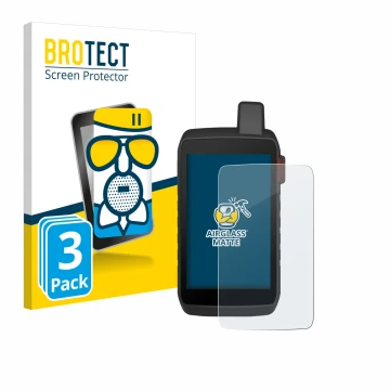 Vorderseite einer Produktverpackung mit dem Markenlogo BROTECT. Daneben ist das Gerät Garmin Montana 760i mit dem zugehörigen 