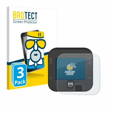 Vorderseite einer Produktverpackung mit dem Markenlogo BROTECT. Daneben ist das Gerät ISDT Q6 Retro mit dem zugehörigen Displa