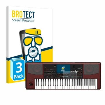 Vorderseite einer Produktverpackung mit dem Markenlogo BROTECT. Daneben ist das Gerät KORG Pa700 mit dem zugehörigen Displaysc