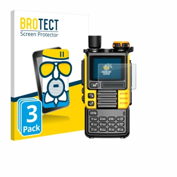 Vorderseite einer Produktverpackung mit dem Markenlogo BROTECT. Daneben ist das Gerät Quansheng UV-K5 (99) mit dem zugehörigen