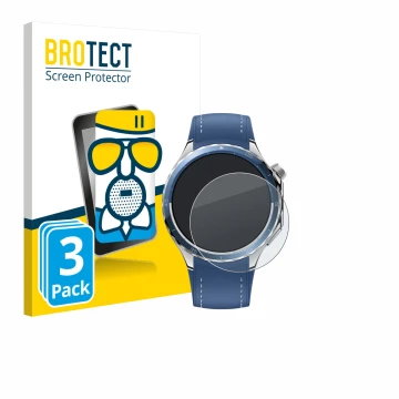 Vorderseite einer Produktverpackung mit dem Markenlogo BROTECT. Daneben ist das Gerät Oppo Watch X2 mit dem zugehörigen Displa