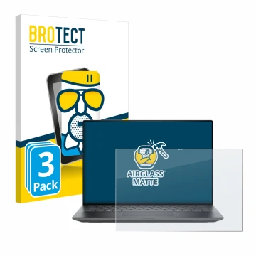 Vorderseite einer Produktverpackung mit dem Markenlogo BROTECT. Daneben ist das Gerät Dell Precision 5490 Workstation mit dem 