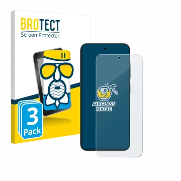 Vorderseite einer Produktverpackung mit dem Markenlogo BROTECT. Daneben ist das Gerät ZTE Blade V70 mit dem zugehörigen Displa