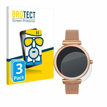 Vorderseite einer Produktverpackung mit dem Markenlogo BROTECT. Daneben ist das Gerät NONGAMX Smartwatch 1.27