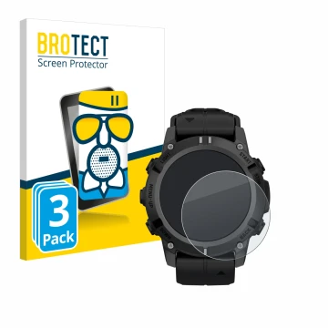 Vorderseite einer Produktverpackung mit dem Markenlogo BROTECT. Daneben ist das Gerät Garmin Descent G2 mit dem zugehörigen Di