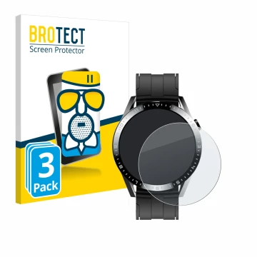 Vorderseite einer Produktverpackung mit dem Markenlogo BROTECT. Daneben ist das Gerät Tracer Smartwatch SM9 mit dem zugehörige