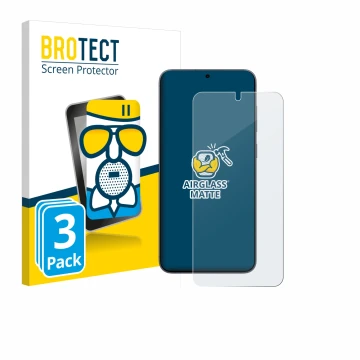 Vorderseite einer Produktverpackung mit dem Markenlogo BROTECT. Daneben ist das Gerät Samsung Galaxy S25 Enterprise Edition mi