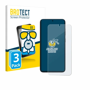 Vorderseite einer Produktverpackung mit dem Markenlogo BROTECT. Daneben ist das Gerät Samsung Galaxy S25 Plus Enterprise Editi