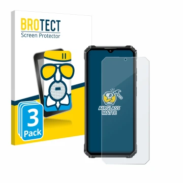 Vorderseite einer Produktverpackung mit dem Markenlogo BROTECT. Daneben ist das Gerät Oukitel G1 mit dem zugehörigen Displaysc