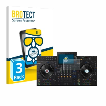 Vorderseite einer Produktverpackung mit dem Markenlogo BROTECT. Daneben ist das Gerät Pioneer XDJ-AZ mit dem zugehörigen Displ