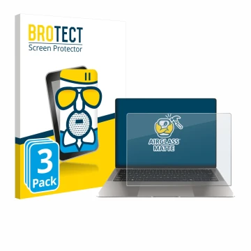 Vorderseite einer Produktverpackung mit dem Markenlogo BROTECT. Daneben ist das Gerät Honor MagicBook Art 14 mit dem zugehörig