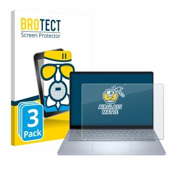 Vorderseite einer Produktverpackung mit dem Markenlogo BROTECT. Daneben ist das Gerät Dell 14 Plus 2-in-1 mit dem zugehörigen 