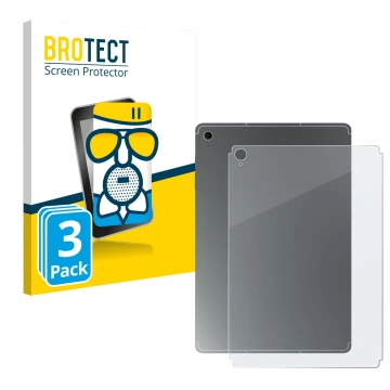 Vorderseite einer Produktverpackung mit dem Markenlogo BROTECT. Daneben ist das Gerät Samsung Galaxy Tab S10 FE+ (Rückseite) m