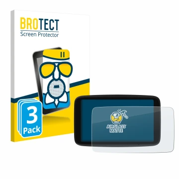 Vorderseite einer Produktverpackung mit dem Markenlogo BROTECT. Daneben ist das Gerät TomTom Go Navigator 6 (2. Generation) mi