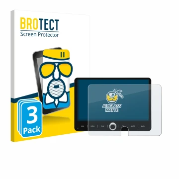 Vorderseite einer Produktverpackung mit dem Markenlogo BROTECT. Daneben ist das Gerät Dynavin D9-JP Plus 10.1