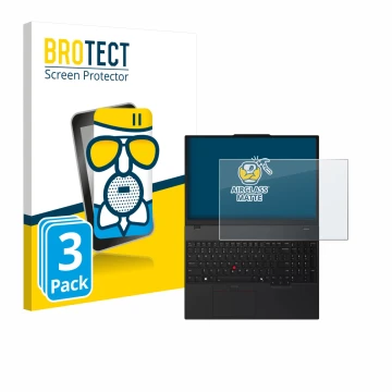 Vorderseite einer Produktverpackung mit dem Markenlogo BROTECT. Daneben ist das Gerät Lenovo ThinkPad T16 Gen 4 mit dem zugehö