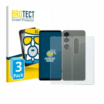 Vorderseite einer Produktverpackung mit dem Markenlogo BROTECT. Daneben ist das Gerät Sony Xperia 1 VII (Display+Rückseite) mi
