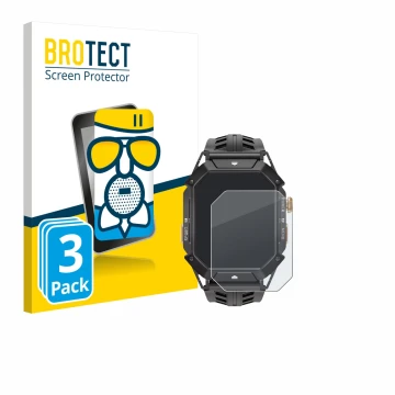 Vorderseite einer Produktverpackung mit dem Markenlogo BROTECT. Daneben ist das Gerät Oukitel BT80 mit dem zugehörigen Display