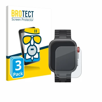 Vorderseite einer Produktverpackung mit dem Markenlogo BROTECT. Daneben ist das Gerät Huawei Watch Fit 4 Pro mit dem zugehörig