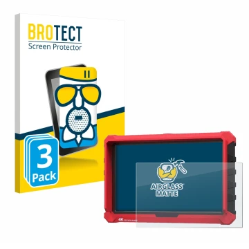 Vorderseite einer Produktverpackung mit dem Markenlogo BROTECT. Daneben ist das Gerät Lilliput A7s 7