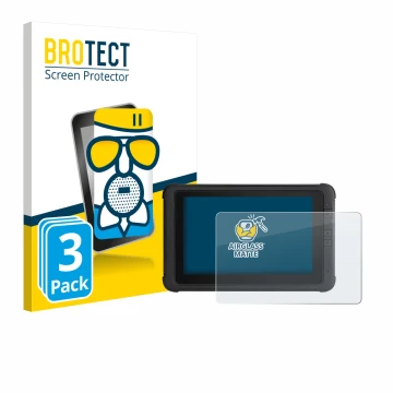 Vorderseite einer Produktverpackung mit dem Markenlogo BROTECT. Daneben ist das Gerät Webfleet PRO 8475 mit dem zugehörigen Di