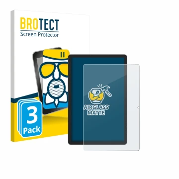 Vorderseite einer Produktverpackung mit dem Markenlogo BROTECT. Daneben ist das Gerät Doogee Tab E3 Pro 13 mit dem zugehörigen