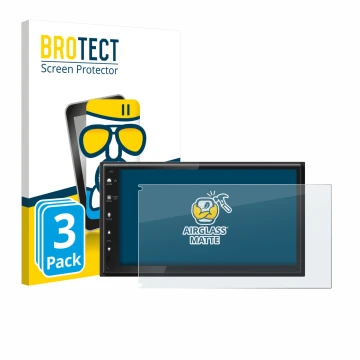 Vorderseite einer Produktverpackung mit dem Markenlogo BROTECT. Daneben ist das Gerät Kenwood DMX6523DABS mit dem zugehörigen 