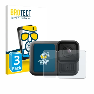 Vorderseite einer Produktverpackung mit dem Markenlogo BROTECT. Daneben ist das Gerät GoPro Hero 13 Black Ultra Wide Edition m