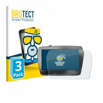 Vorderseite einer Produktverpackung mit dem Markenlogo BROTECT. Daneben ist das Gerät Voge 625 2025 mit dem zugehörigen Displa