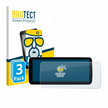 Vorderseite einer Produktverpackung mit dem Markenlogo BROTECT. Daneben ist das Gerät Ninetom Car Radio 12.3