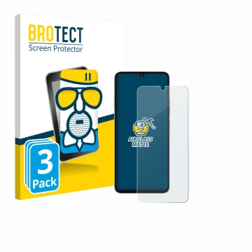 Vorderseite einer Produktverpackung mit dem Markenlogo BROTECT. Daneben ist das Gerät Oukitel C59 Pro mit dem zugehörigen Disp