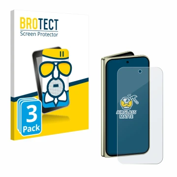 Vorderseite einer Produktverpackung mit dem Markenlogo BROTECT. Daneben ist das Gerät Google Pixel 10 Pro Fold mit dem zugehör