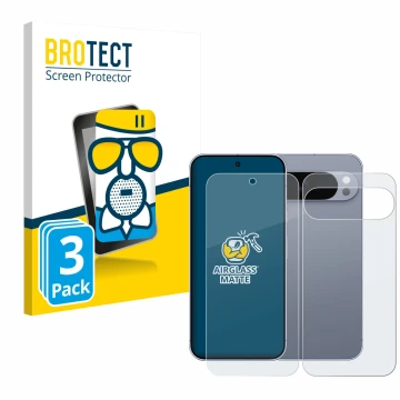 Vorderseite einer Produktverpackung mit dem Markenlogo BROTECT. Daneben ist das Gerät Google Pixel 10 Pro XL (Display+Rückseit