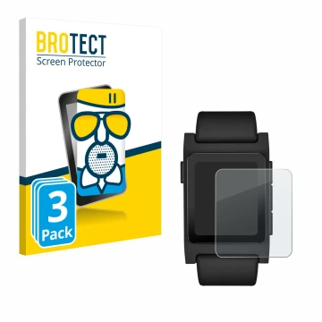 Vorderseite einer Produktverpackung mit dem Markenlogo BROTECT. Daneben ist das Gerät Pebble 2 Duo 2025 mit dem zugehörigen Di