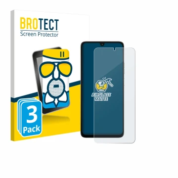 Vorderseite einer Produktverpackung mit dem Markenlogo BROTECT. Daneben ist das Gerät Motorola Moto G06 mit dem zugehörigen Di