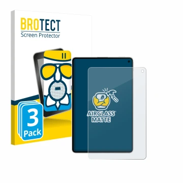 Vorderseite einer Produktverpackung mit dem Markenlogo BROTECT. Daneben ist das Gerät Huawei MatePad Mini mit dem zugehörigen 