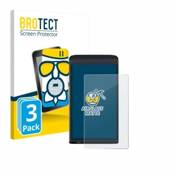 Vorderseite einer Produktverpackung mit dem Markenlogo BROTECT. Daneben ist das Gerät Vasco Translator Q1 mit dem zugehörigen 