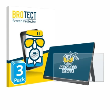 Vorderseite einer Produktverpackung mit dem Markenlogo BROTECT. Daneben ist das Gerät Arzopa 60HZ/A1 15.6