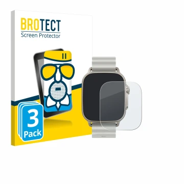 Vorderseite einer Produktverpackung mit dem Markenlogo BROTECT. Daneben ist das Gerät realme Watch 5 mit dem zugehörigen Displ