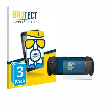 Vorderseite einer Produktverpackung mit dem Markenlogo BROTECT. Daneben ist das Gerät ASUS ROG Ally X 2025 mit dem zugehörigen