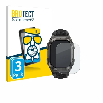 Vorderseite einer Produktverpackung mit dem Markenlogo BROTECT. Daneben ist das Gerät Kospet Tank M4 mit dem zugehörigen Displ