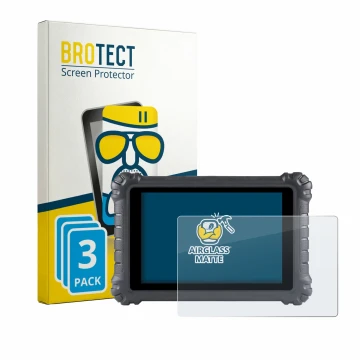 Vorderseite einer Produktverpackung mit dem Markenlogo BROTECT. Daneben ist das Gerät Autel MaxiSys MS906 Pro mit dem zugehöri