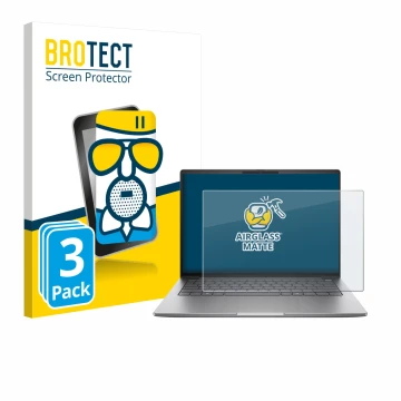 Vorderseite einer Produktverpackung mit dem Markenlogo BROTECT. Daneben ist das Gerät HP ZBook 8 G1a 14