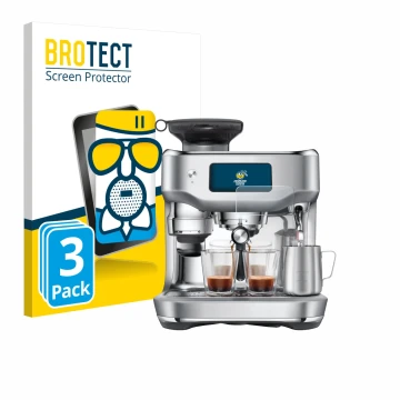 Vorderseite einer Produktverpackung mit dem Markenlogo BROTECT. Daneben ist das Gerät Sage the Oracle Dual Boiler mit dem zuge