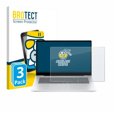 Vorderseite einer Produktverpackung mit dem Markenlogo BROTECT. Daneben ist das Gerät HP OmniBook 7 17-dc mit dem zugehörigen 