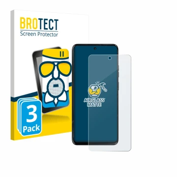 Vorderseite einer Produktverpackung mit dem Markenlogo BROTECT. Daneben ist das Gerät Motorola Moto G67 Power mit dem zugehöri
