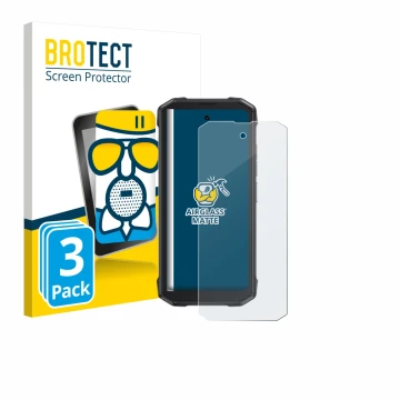 Vorderseite einer Produktverpackung mit dem Markenlogo BROTECT. Daneben ist das Gerät Cubot King Kong Mini 4 mit dem zugehörig