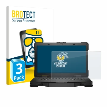 Vorderseite einer Produktverpackung mit dem Markenlogo BROTECT. Daneben ist das Gerät Dell Pro Rugged 14 Laptop mit dem zugehö