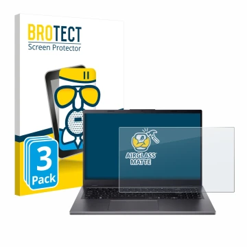 Vorderseite einer Produktverpackung mit dem Markenlogo BROTECT. Daneben ist das Gerät Acer Aspire 15 A15-51 mit dem zugehörige