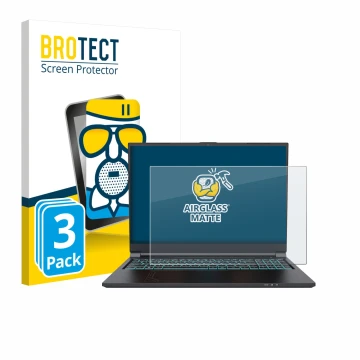 Vorderseite einer Produktverpackung mit dem Markenlogo BROTECT. Daneben ist das Gerät Gigabyte G6 2023 mit dem zugehörigen Dis